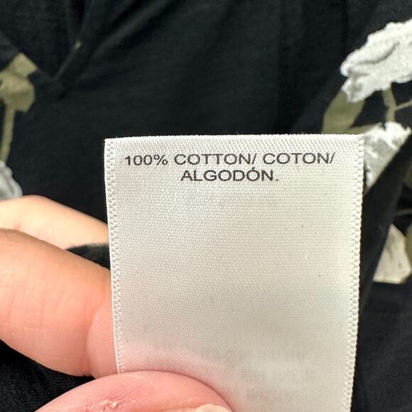 LUCKY BRAND | Black Floral Peasant Top Blouse Puff Sleeve Cotton | Size Small - Picture 7 of 8